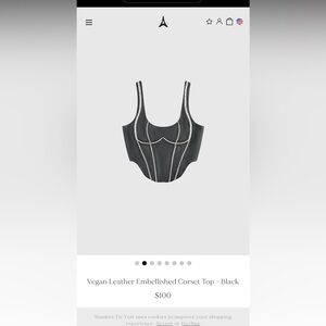 maniere de voir Vegan Leather Embellished Corset Top - Black ,NEW, SIZE US 4